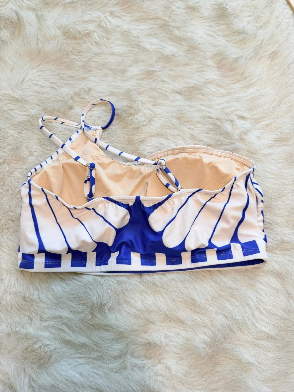 Women's Scallops High Waisted Bikini Sets One Shoulder 2 piece Tummy Control XL
